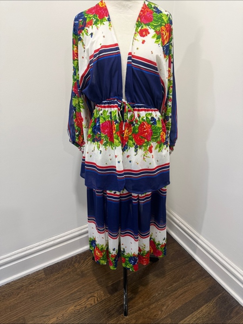 Vntg 70s Cole of California Beach Cover-up 2-piece Skirt Set Medium